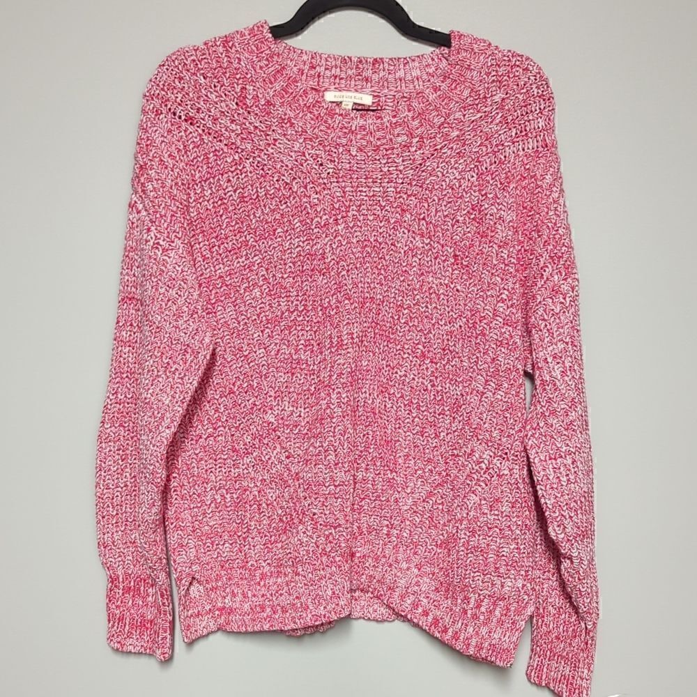 Skies Are Blue Red and White Cable Knit Sweater